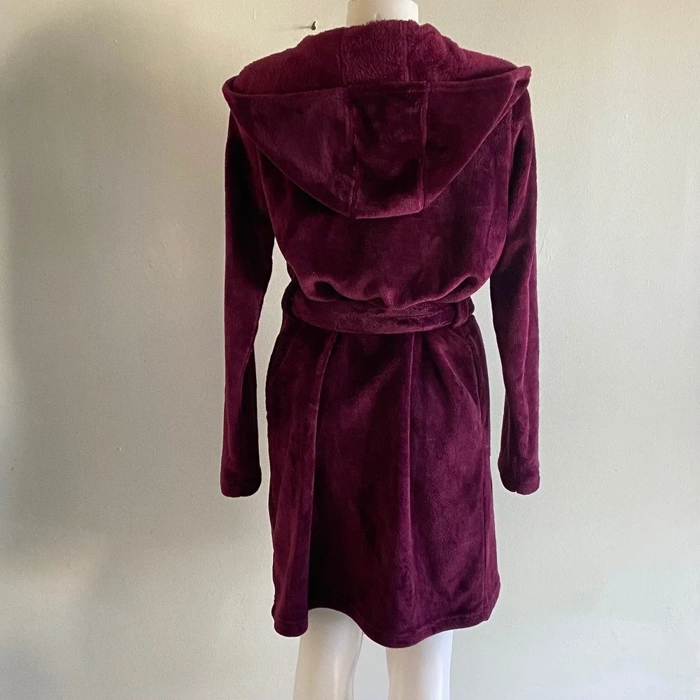 UGG Miranda Hooded Soft Fleece Robe Port Burgundy Purple Womens Medium